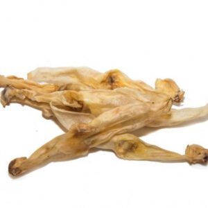 orecchie di coniglio essiccate senza pelo per cani